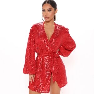 Fashion Nova Sequin Mini Dress Red